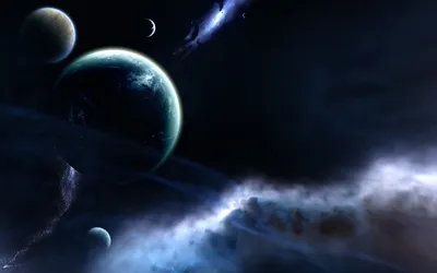 Sci Space Multiple Space Wallpaper 4K 1680x1050 Hd, Pc, Desktop, Wallpaper, And, Background, Sci‑fi, Space, Scene, Multiple, Planets, Moons, Gray, Green, Ultrawide