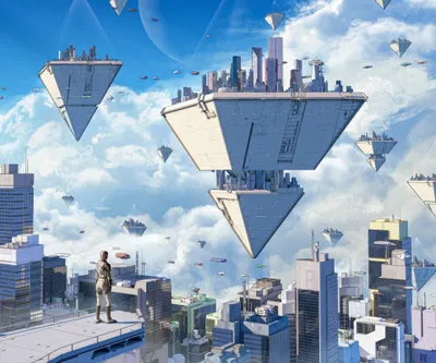 Sci City Floating Cars Wallpaper 4K 3840x3200 4k, Ultra, Hd, Pc, Desktop, Wallpaper, Sci‑fi, City, Floating, Inverted, Pyramid, White, Gray, Square
