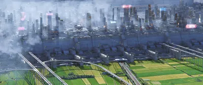 Vivid Futuristic Wallpaper World Wallpaper 4K 3840x1600 Futuristic, Sci, Fi, City, Skyline, Shrouded, In, Mist, Above, Green, Fields, Railways, White, Gray, Ultrawide, 4k