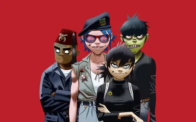 Gorillaz Digital Animated Technology Wallpaper 4K 3840x2400 4k, Ultra, Hd, Gorillaz, Digital, Artwork, Featuring, The, Animated, Band, Members, Against, Red, Ultrawide