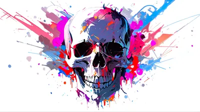 Golden Vividly Wallpaper Abstract Wallpaper 4K 2563x1436 Hd, Desktop, Wallpaper:, Featuring, A, Vividly, Colored, Artistic, Skull, Splashes, Blue, Pink, White, Ultrawide, QHD