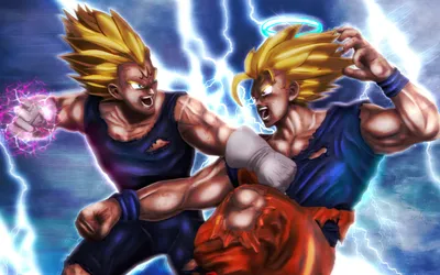 Goku Vegeta Teo Abstract Wallpaper 4K 1920x1200 Goku, Vs., Vegeta, By, Teo, Steelawake, White, Ultrawide, Full HD