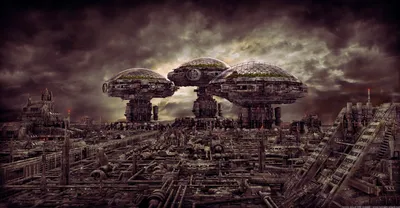 Sci City Dark Industrial Metropolis Black/Dark Wallpaper 4K 1924x1000 Sci‑fi, City, Hd, Pc, Desktop, Wallpaper, And, Background, Dark, Industrial, Metropolis, Three, Brown, Gray, Ultrawide, Full HD