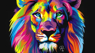 Bold Colorful Wallpaper Abstract Wallpaper 4K 1920x1080 Colorful, Artistic, Depiction, Of, A, Lion's, Face, In, Lion, 039, Bold, Vibrant, Black, Ultrawide, Full HD