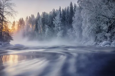 Vivid Serene Wallpaper Nature Wallpaper 4K 4833x3222 A, Serene, Winter, Landscape, With, Frosted, Trees, And, Mist, Rising, Over, Flowing, Gray, White, 4k