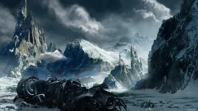 Sci Landscape Rugged Snow Nature Wallpaper 4K 1920x1080 Sci‑fi, Landscape, Featuring, Rugged, Snow-covered, Mountains, Under, A, Stormy, Sky, Futuristic, Machinery, Gray, Ultrawide, Full HD