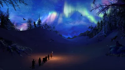 Winter Landscape Snowy Nature Wallpaper 4K 3840x2160 A, Winter, Landscape, Featuring, Snowy, Mountain, Under, Vibrant, Aurora, Borealis, Silhouetted, Trees, Red, Brown, Ultrawide, 4k