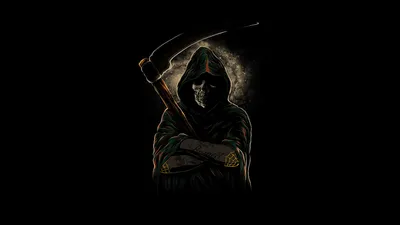 Moody Dark Wallpaper Black/Dark Wallpaper 4K 1920x1080 Dark, Grim, Reaper, Hooded, Figure, Holding, A, Scythe, Set, Against, Black, Desktop, Brown, Gray, Ultrawide, Full HD