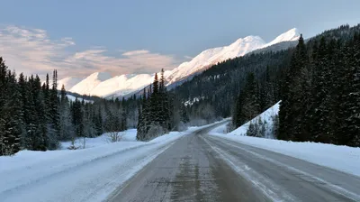 Calm Snow Wallpaper Nature Wallpaper 4K 2048x1151 A, Snow-covered, Road, Winds, Through, Winter, Forest, Snow-capped, Mountains, Under, Clear, Sky, Gray, Ultrawide, Full HD
