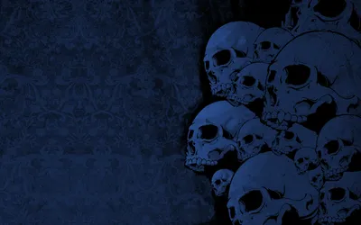 Dark Blue Skull Cluster Black/Dark Wallpaper 4K 1640x1024 Dark, Blue, Skull, Cluster, At, Right, On, A, Textured, Navy, Field, Desktop, Black, Brown, Ultrawide