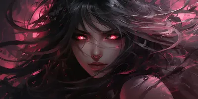 Dark Digital Art Portrait Woman Technology Wallpaper 4K 3072x1536 Dark, Digital, Art, Portrait, Of, A, Woman, With, Glowing, Red, Eyes, Flowing, Brown, Gray, Ultrawide, QHD