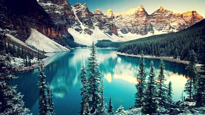 Golden Moraine Wallpaper Nature Wallpaper 4K 1920x1080 Hd, Wallpaper, Of, Moraine, Lake, In, Canada, Showcasing, Majestic, Snow-capped, Mountains, Reflected, White, Ultrawide, Full HD