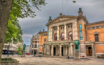 Serene Hdr Wallpaper World Wallpaper 4K 2048x1293 Hdr, Photograph, Of, A, Historic, Theater, Building, In, Oslo, City, Square, Norway, Gray, Ultrawide, Full HD