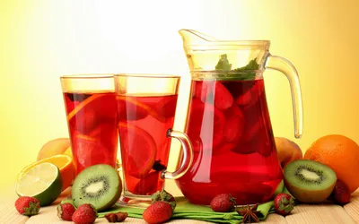 Vibrant Vibrant Wallpaper Abstract Wallpaper 4K 2560x1600 A, Vibrant, Pitcher, Of, Fruit, Punch, Sits, Beside, Two, Glasses, Filled, Refreshing, White, Ultrawide, QHD