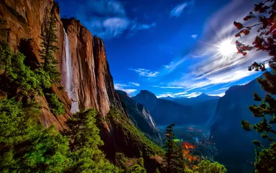 Yosemite National Park Nature Wallpaper 4K 2560x1600 Hd, Desktop, Wallpaper, Of, Yosemite, National, Park, Featuring, Stunning, Landscape, Waterfall, Cascading, Red, Ultrawide, QHD