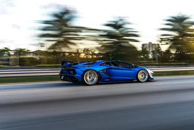 Misty Blue Wallpaper Nature Wallpaper 4K 9504x6336 Blue, Lamborghini, Aventador, Svj, Speeding, Along, A, Coastal, Road, Blurred, Palm, Trees, White, Gray, Landscape, 4k