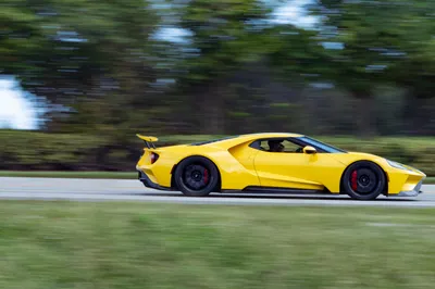 Yellow Speeding Past Grassy Roadside Nature Wallpaper 4K 5830x3887 Yellow, Ford, Gt, Speeding, Past, A, Grassy, Roadside, Motion, Blur, Trees, Ultra, Brown, Gray, Landscape, 4k