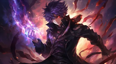 Golden Magical Wallpaper Fantasy Wallpaper 4K 2912x1632 A, Magical, Anime, Character, With, Glowing, Purple, Energy, Hand, Set, Against, Fiery, Brown, White, Ultrawide, QHD