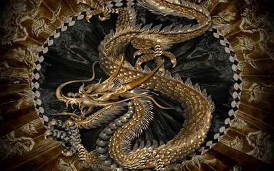 Moody Fantasy Wallpaper Fantasy Wallpaper 4K 1920x1200 A, Striking, Fantasy, Wallpaper, Featuring, Majestic, Golden, Dragon, Entwined, Intricate, Details, Against, Gray, Ultrawide, Full HD