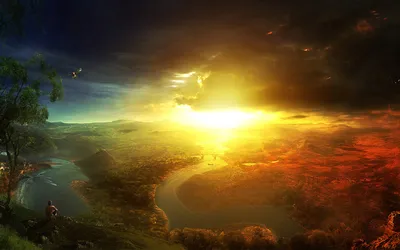 Vibrant Vibrant Wallpaper Nature Wallpaper 4K 1680x1050 A, Vibrant, Fantasy, Landscape, At, Sunset, Showcasing, Winding, River, Rolling, Hills, Bathed, White, Brown, Ultrawide