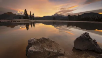 Golden Tranquil Wallpaper Nature Wallpaper 4K 2048x1163 Hd, Pc, Desktop, Wallpaper, Tranquil, Mountain, Lake, At, Sunset, Cloud-streaked, Sky, Forested, Gray, Ultrawide, Full HD
