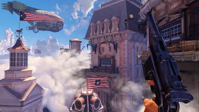 Golden Steampunk Wallpaper World Wallpaper 4K 1920x1080 A, Steampunk, Cityscape, From, The, Video, Game, Bioshock, Infinite, Featuring, Floating, Buildings, White, Ultrawide, Full HD