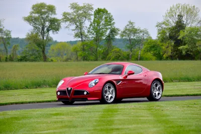 Bold Red Wallpaper Nature Wallpaper 4K 4096x2734 A, Red, Alfa, Romeo, 8c, Competizione, Parked, On, Grassy, Area, Trees, Captured, White, Landscape, 4k
