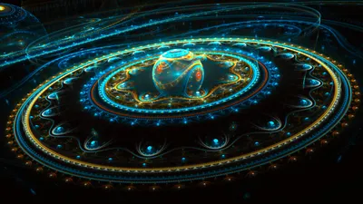 Vibrant Abstract Fractal Design Abstract Wallpaper 4K 1920x1080 Vibrant, Abstract, Fractal, Design, With, Glowing, Blue, And, Orange, Circular, Patterns, Crafted, Gray, Ultrawide, Full HD