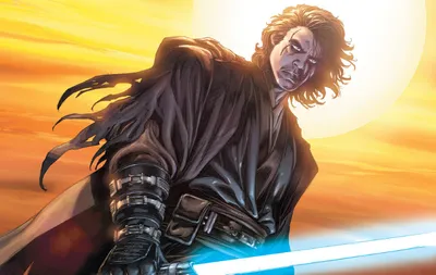 Comic Jedi Anakin Skywalker Nature Wallpaper 4K 1646x1040 Comic-style, Hd, Desktop, Wallpaper, Of, Jedi, Anakin, Skywalker, Wielding, Blue, Lightsaber, Against, White, Ultrawide