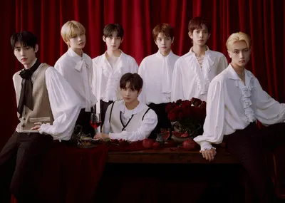 Seven Men White Ruffled Abstract Wallpaper 4K 3000x2143 Seven, Men, In, White, Ruffled, Shirts, Pose, Before, Red, Velvet, Curtains, Roses, Gray, Landscape, QHD