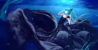 Dreamy Dark Wallpaper Black/Dark Wallpaper 4K 2094x1080 Dark-themed, Anime, Hd, Desktop, Wallpaper, Featuring, Hatsune, Miku, Underwater, Flowing, Hair, Black, Red, Brown, Ultrawide, Full HD