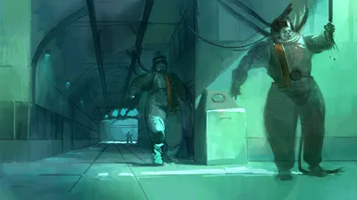 Science Suit Zombies Abstract Wallpaper 4K 1920x1080 Science, Suit, Zombies, Gray, Orange, Purple, Ultrawide, Full HD