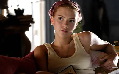 Crisp Scarlett Wallpaper Abstract Wallpaper 4K 1920x1200 Scarlett, Johansson, Sits, Comfortably, Wearing, A, Tank, Top, Pink, Headscarf, Exuding, Relaxed, White, Ultrawide, Full HD