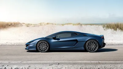 Sleek Temerario Vibrant Blue Sandy Cars Wallpaper 4K 3840x2160 A, Sleek, Lamborghini, Temerario, In, Vibrant, Blue, Parked, Sandy, Road, Capturing, Essence, White, Ultrawide, 4k
