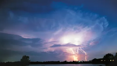 Dramatic Lightning Storm Illuminating Wallpaper 4K, Nature category