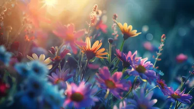 Radiant Vibrant Wallpaper Abstract Wallpaper 4K 2912x1632 A, Vibrant, Spring, Scene, Featuring, Variety, Of, Colorful, Flowers, Illuminated, Warm, Sunlight, White, Ultrawide, QHD
