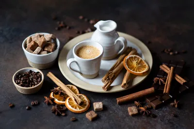 Still Life Coffee Cup Space Wallpaper 4K 4500x3004 A, 4k, Ultra, Hd, Still, Life, Of, Coffee, Cup, Cream, Surrounded, Star, Gray, White, Landscape