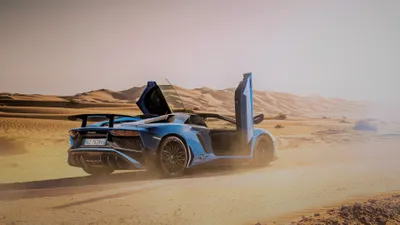 Bold Supercar Wallpaper Cars Wallpaper 4K 3840x2160 Lamborghini, Aventador, Sv, Supercar, With, Open, Doors, Driving, Through, Desert, Captured, Ultra, Gray, Ultrawide, 4k