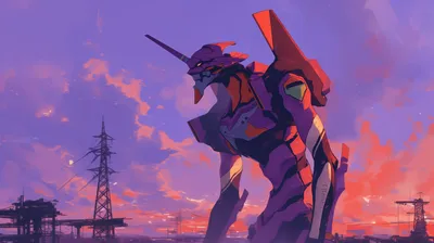 Evangelion Unit Neon Nature Wallpaper 4K 2912x1632 Hd, Desktop, Wallpaper, Featuring, Evangelion, Unit-01, From, Neon, Genesis, Anime, Vivid, Sunset, Gray, Purple, Ultrawide, QHD