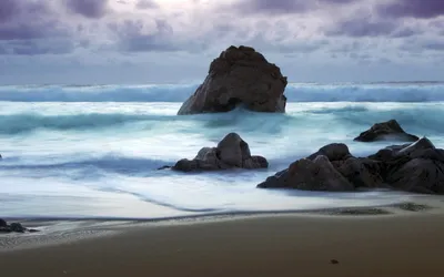 Waves Rocky Ocean Wallpaper 4K, Nature category