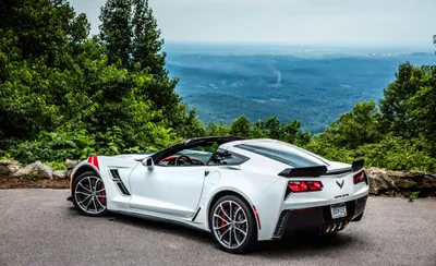 White Chevrolet Corvette Sports Cars Wallpaper 4K 2250x1375 White, Chevrolet, Corvette, C7, Sports, Car, Parked, By, Scenic, Overlook, Lush, Greenery, Ultrawide, Full HD