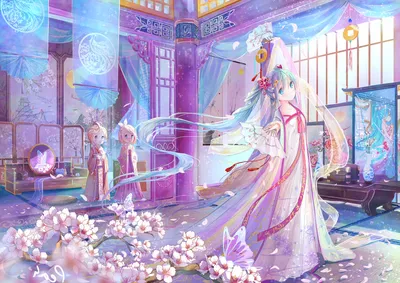 Hatsune Miku Traditional Attire Abstract Wallpaper 4K 1984x1404 Hd, Desktop, Wallpaper, Featuring, Hatsune, Miku, In, Traditional, Attire, Surrounded, Cherry, Blossoms, White, Landscape, Full HD