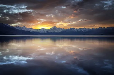Vivid Tranquil Wallpaper Nature Wallpaper 4K 2048x1365 A, Tranquil, Lake, Reflects, The, Majestic, Mountains, Under, Dramatic, Sky, Sunset, Vibrant, Gray, Ultrawide, Full HD