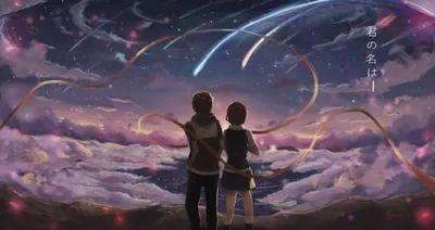 Dark Anime Wallpaper Space Wallpaper 4K 10000x5313 Hd, Desktop, Wallpaper, Of, Anime, Characters, Taki, Tachibana, Mitsuha, Miyamizu, Your, Name, Gray, Ultrawide, 4k