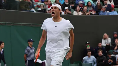 Tennis Player Action Abstract Wallpaper 4K 1920x1080 Tennis, Player, In, Action, At, Wimbledon, 2023, Wearing, Nike, Desktop, Gray, White, Ultrawide, Full HD