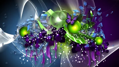 Serene Artistic Wallpaper Abstract Wallpaper 4K 2560x1440 An, Artistic, Abstract, Image, Featuring, Vibrant, Green, Spheres, Dynamic, Shapes, Butterfly, Creating, Brown, Gray, Ultrawide, QHD