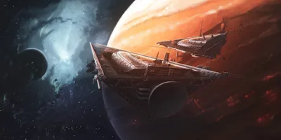 Quad Sci Space Triangular Spaceships Wallpaper 4K, Space category