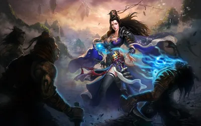 Bold Powerful Wallpaper Fantasy Wallpaper 4K 1920x1200 A, Powerful, Woman, Warrior, Showcases, Her, Magic, Amidst, Dramatic, Fantasy, Landscape, Standing, Gray, Ultrawide, Full HD