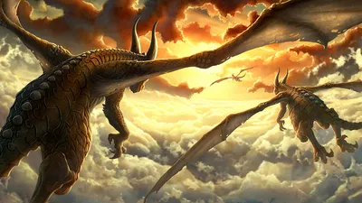 Bold Breathtaking Wallpaper Fantasy Wallpaper 4K 1920x1080 A, Breathtaking, Fantasy, Scene, Featuring, Two, Majestic, Dragons, Soaring, Through, Vibrant, Clouds, White, Ultrawide, Full HD