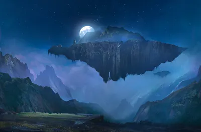 Calm Fantasy Wallpaper Nature Wallpaper 4K 1920x1265 An, Hd, Desktop, Wallpaper, Featuring, A, Fantasy, Landscape, Floating, Island, Moon, Mountains, Pink, Gray, Brown, Ultrawide, Full HD
